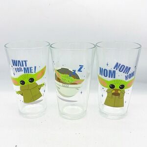 Set of 3 Star Wars Mandalorian Grogu Baby Yoda Glass Tumbler Set 16oz